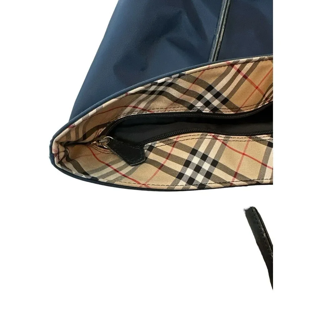 Burberrys Nova Check Blue Label Tote Bag Nylon Navy‎ Blue - Picture 7 of 12